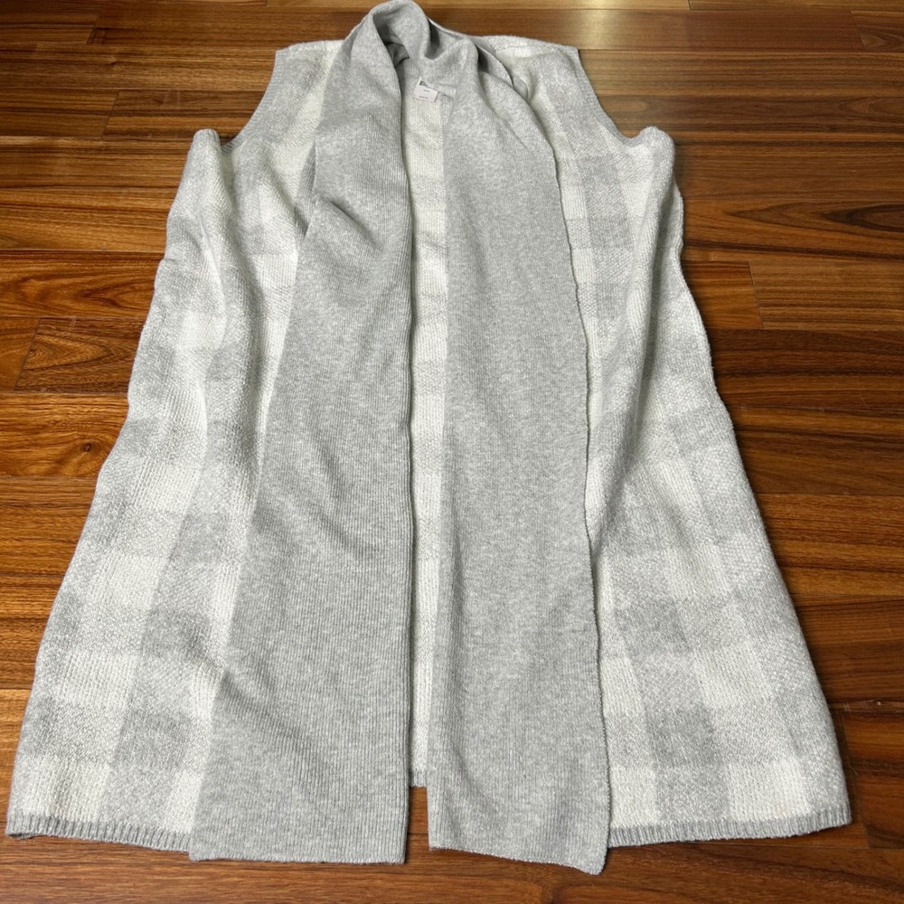 Lane‎ Bryant Womens Open Front Cardigan Vest Plus Size 14/16 Gray Buffalo Plaid